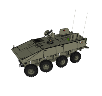 现代vbci轮式步兵战车草图大师模型，装甲车su模型下载