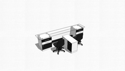 现代简约办公桌su模型，办公桌草图大师模型下载