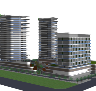 现代高层办公楼草图大师模型，高层办公楼sketchup模型免费下载