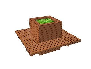 现代<em>方形</em>树池sketchup模型免费下载，树池坐凳skb模型...