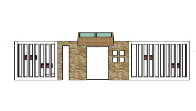 新中式大门su模型下载，sketchup入口大门skp模型