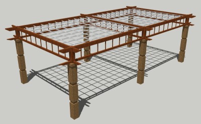 现代廊架草图大师模型，廊架sketchup模型下载