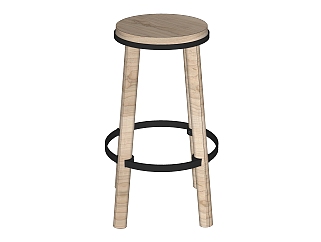 现代实木吧椅sketchup模型，椅子草图大师模型下载