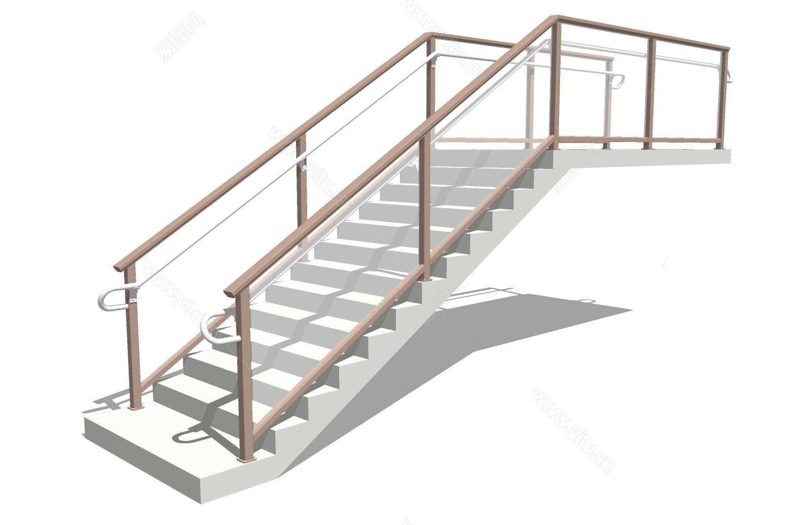 现代钢结构单跑楼梯草图大师模型，钢结构单跑楼梯sketchup模型免费下载 - sketchup网
