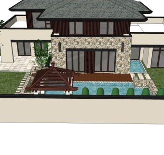 现代别墅外观草图大师模型，别墅外观sketchup模型免费下载