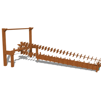 现代乡村水车sketchup模型，水车su模型下载