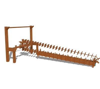 现代乡村水车sketchup模型，水车su模型下载