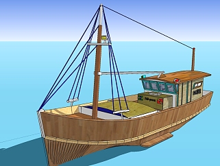 现代渔船草图大师模型，渔船sketchup模型