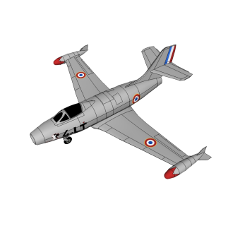 现代达索Ouragan暴风雨战斗机su模型，战斗机草图大师模型下载