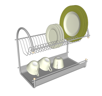 碟杯架草图大师模型，杯碟架SU模型下载