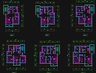 经典独户型平面CAD施工图，小区住宅户型图CAD图纸下载