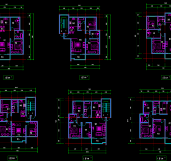 经典独户型平面CAD施工图，小区住宅户型图CAD图纸下载
