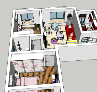 现代风格家装草图大师模型，家装sketchup模型下载