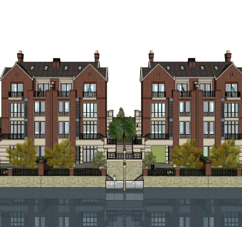 现代独栋别墅草图大师模型下载，独栋别墅sketchup模型