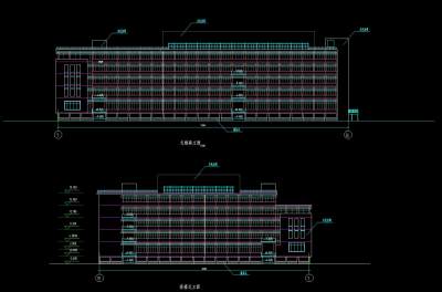 某学校体育馆活动中心立面图，学校体育馆建筑图纸下载