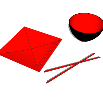 日式餐具草图大师模型，碗具SU模型下载