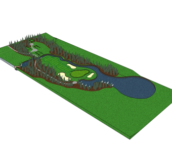 高尔夫球场草图大师模型，高尔夫球场SU模型下载