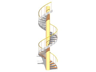 现代钢结构螺旋楼梯草图大师模型，钢结构螺旋楼梯...