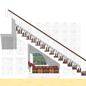 现代家庭楼梯sketchup模型下载