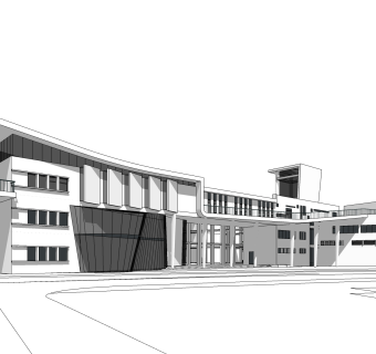 现代办公楼外观草图大师模型，办公楼外观sketchup模型免费下载