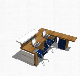 现代办工桌草图大师模型，办公桌sketchup模型下载