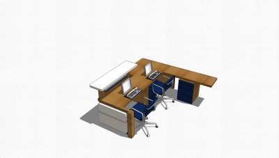 现代办工桌草图大师模型，办公桌sketchup模型下载