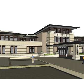 现代独栋别墅草图大师模型下载，独栋别墅sketchup模型