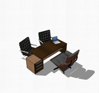 现代简约老板桌草图大师模型，老板桌sketchup模型下载