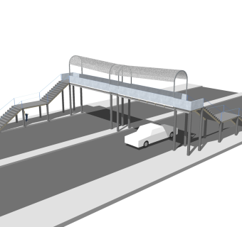 现代人行天桥草图大师模型，人行天桥sketchup模型免费下载