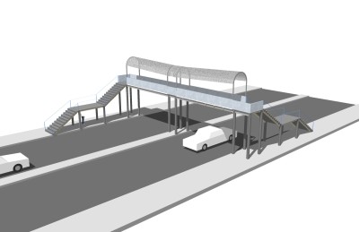 现代人行天桥草图大师模型，人行天桥sketchup模型免费下载