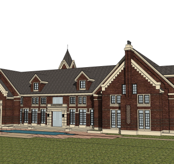 欧式售楼处建筑方案草图大师模型，售楼部建筑sketchup模型免费下载