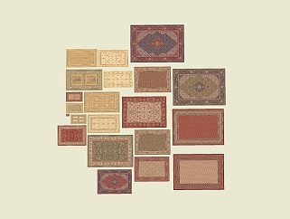 现代地毯sketchup模型，地毯草图大师模型下载