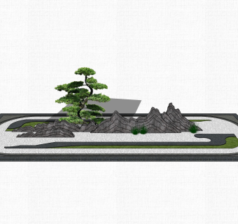 中式枯山水草图大师模型，造型石sketchup模型免费下载