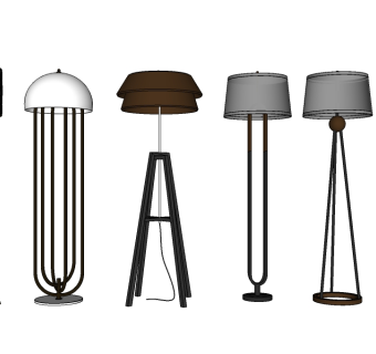 现代轻奢落地灯组合草图大师模型，轻奢落地灯组合sketchup模型下载