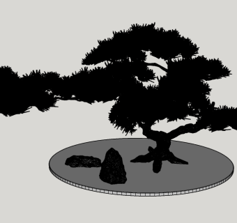 新中式罗汉松摆件草图大师模型下载，罗汉松摆件SU模型