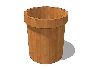 现代简约木制垃圾桶SU模型下载，垃圾桶草图大师模型