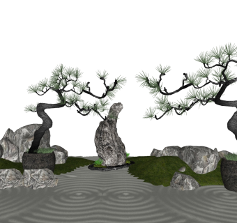 中式风格特色景观小品草图大师模型下载、中式特色su模型下载