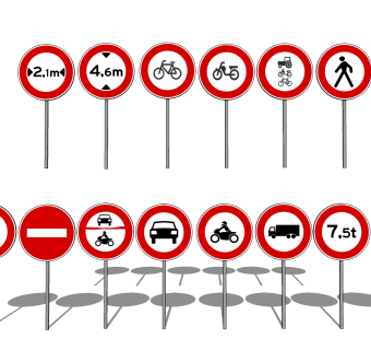 现代交通指示牌SU模型，交通指示牌SKP模型下载