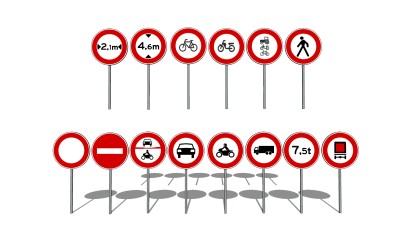 现代交通指示牌SU模型，交通指示牌SKP模型下载