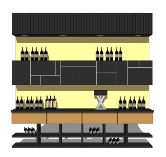 现代时尚酒柜草图大师模型，酒柜su模型下载