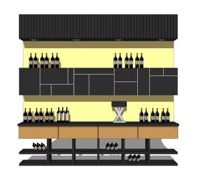 现代时尚酒柜草图大师模型，酒柜su模型下载