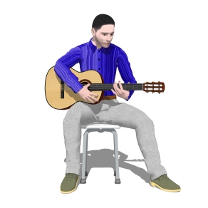 弹吉他人物草图大师模型，弹吉他人物sketchup模型下载