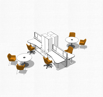 现代隔断办公桌草图大师模型，办公桌skp模型下载