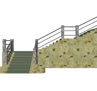 欧式户外楼梯草图大师模型，户外楼梯sketchup模型免费下载
