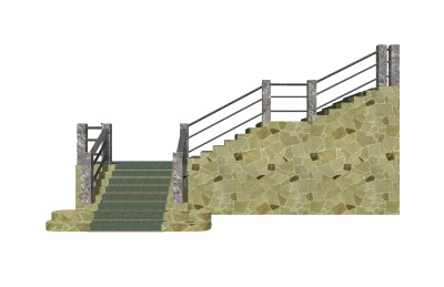 欧式户外楼梯草图大师模型，户外楼梯sketchup模型免费下载