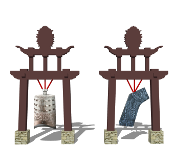古代编钟sketchup模型，编钟草图大师模型下载