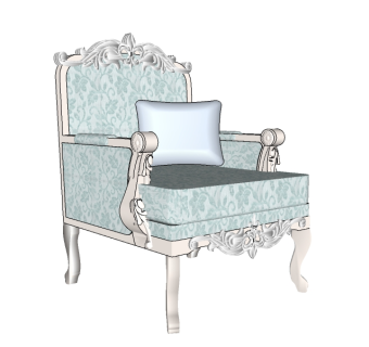 简欧单人沙发草图大师模型，欧式布艺沙发su模型下载