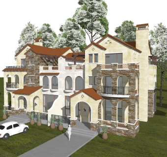 欧式连排别墅草图大师模型，连排别墅sketchup模型免费下载
