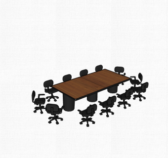 现代实木会议桌草图大师模型，会议桌skp模型下载