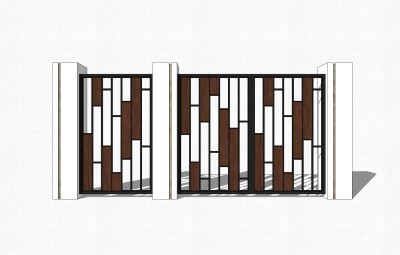 新中式铁艺大门草图大师模型，院门大门sketchup模型免费下载